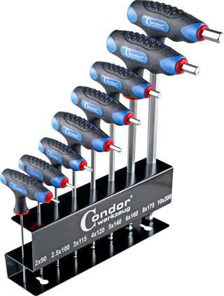 Condor Werkzeug 1119-2 | T-Griff-Schraubendreher-Satz | T-Griff-Schlüssel-Satz | 8-tlg. | Innensechskant 2-10 mm