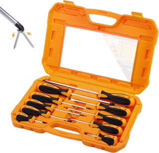 Hoteche Schraubendreher Set 10-tlg. Magnetischer Schraubenzieher Satz aus Chrom-Vanadium-Stahl mit Soft Grip Griff für Auto- und Möbelreparatur
