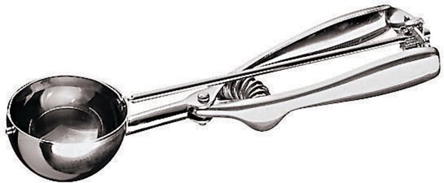 Paderno 41473-31 Eis Portionierer, für Früchten, Kandis, Korn, Glasur, Komfortabler Griff, aus Edelstahl, Spülmaschinenfest, 3 cm, Silber / Schwarz