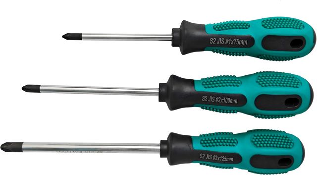 Schraubendreher-Set, JIS-Standard, 3-teilig (#1/#2/#3), S2-Stahl, Magnetische Spitzen, Rutschfeste Griffe, für Japanische Motorräder und Präzisionsreparaturen, Hergestellt in China