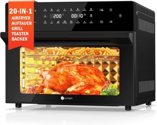 LLIVEKIT 30L Heißluftfritteuse XXL, Minibackofen Umluft mit 20 Programme