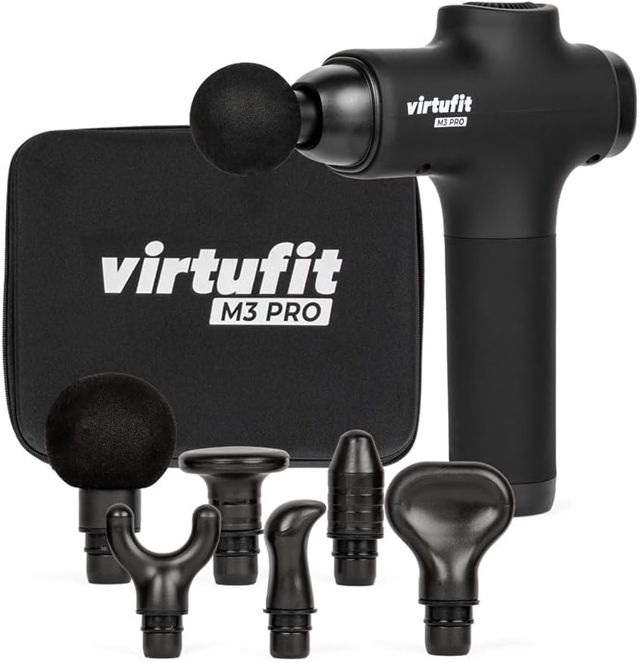 VirtuFit M3 Pro Premium Massagepistole - 6 Aufsätze - Wiederaufladbar - Muskelmassage - Kabellos - Inklusive Aufbewahrungskoffer - Professionell