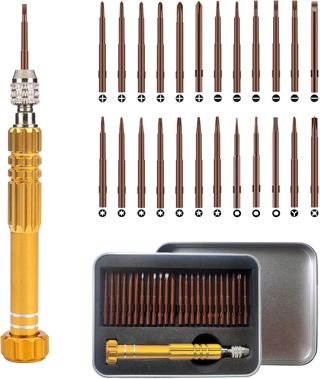 24 in 1 Mini Schraubendreher Set, kleiner Schraubenzieher, winzige Präzisions Schraubendreher, Brillen, Sonnenbrillen, Uhren, Schmuck,Spielzeug,Handy Reparatur Schraubendreher(Gold)