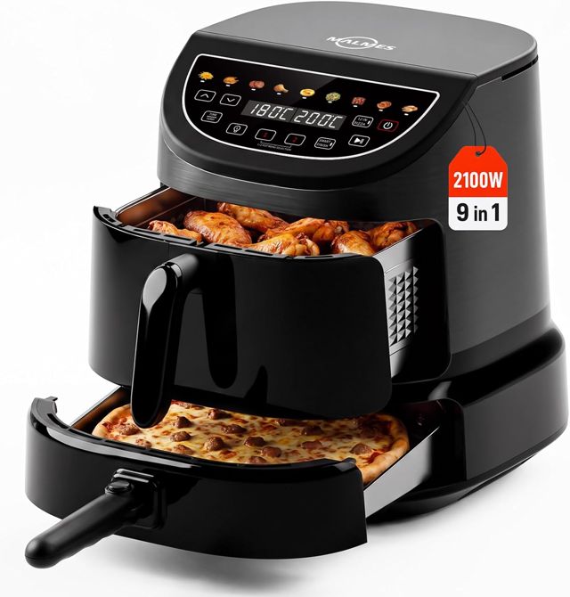 8.5L airfryer, heißluftfritteuse 2 kammern mit Pizzaofen Elektrisch