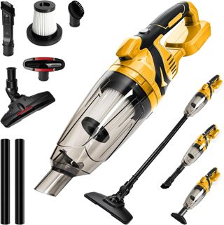 Handstaubsauger für Milwaukee 18V Akkus (ohne Akku), 4 in 1 Akku Staubsauger mit 36.000 U/min 10 kPa Saugkraft, Tragbar und Wiederaufladbar, integriertes LED-Licht für den Autoinnenraum