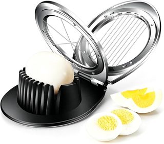 Eierschneider Aluminium, Eierschneider Edelstahl mit 10 Drähten, Küchenhelfer zum Teilen, Mozzarella Cutter, Apfelschneider Alternative, Spülmaschinenfest, Silber