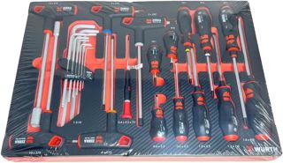 Würth Zebra System Schraubendreher Satz 25 Teile in Schaumeinlage Set mit PH, Schlitz, Innensechskant, Außensechskant, Quergriff für Werkstattwagen ORSY 8.4.1 0965905940