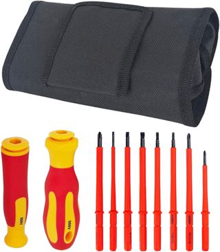 Isoliertes Elektriker-Schraubendreher-Set, Schraubendreher-Set für Heimwerker- und Reparaturarbeiten, Werkzeug mit 8 Spitzen und Rolltasche
