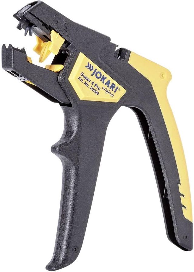 Jokari Abisolierzange Super 4 Pro (für Leiterquerschnitte von 0,2-6mm², Längenanschlag verstellbar 5-15 mm, Griff ergonomisch, Klingen auswechselbar) 460300