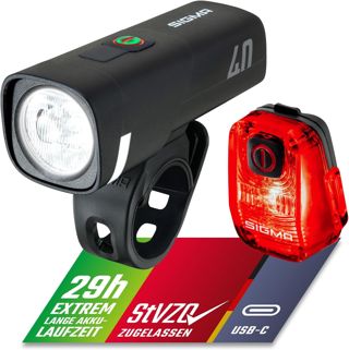 SIGMA LED Fahrradlicht Set Aura 40/ Hiro 10 | StVZO zugelassen, USB-C