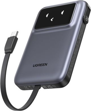 UGREEN Uno 10000mAh Powerbank mit 30W Max USB-C Schnellladung und integriertem USB-C-Kabel, 1 USB-C und 1 USB-A, Power Bank kompatibl mit iPhone 15/14 Serie, Galaxy S24 Ultra und mehr
