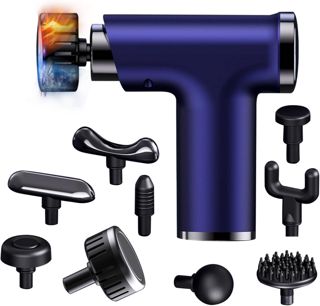 Massagepistole mit Wärmefunktion,mini Massage Gun Wärme und Kälte,3200U/min 13MM 9 Stufen 3600mAh Akku Elektrisches Handmassagegerät Faszien Tiefengewebe Tragbares für Nacken Rücken Körper Violett