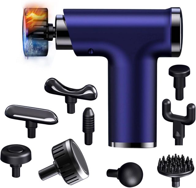 Massagepistole mit Wärmefunktion,mini Massage Gun Wärme und Kälte,3200U/min 13MM 9 Stufen 3600mAh Akku Elektrisches Handmassagegerät Faszien Tiefengewebe Tragbares für Nacken Rücken Körper Violett