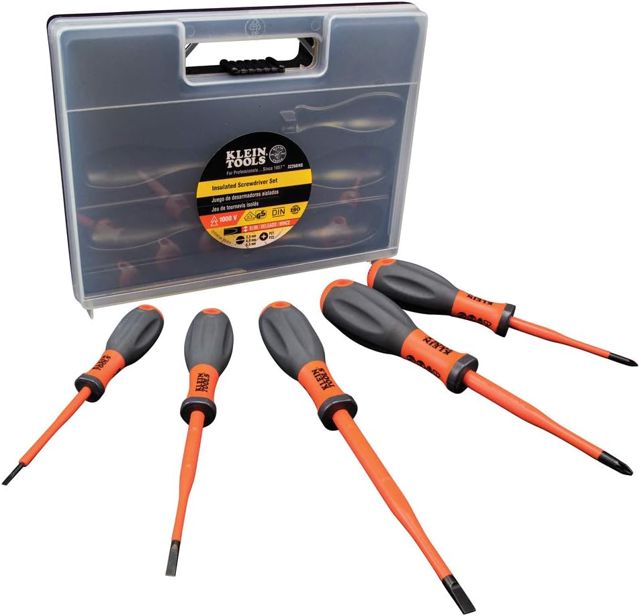 VDE Isoliertes Schraubendreher-Set, 5-teilig, mit ergonomischen Griffen, VDE-geprüft, Klein Tools 32268INS, Orange