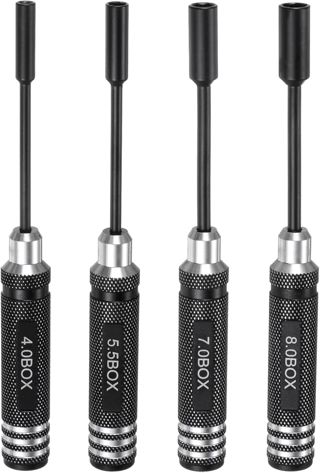 QUARKZMAN Sechskant Schraubendreher Set 4/5.5/7/8mm Schwarz Schwarz-Silber