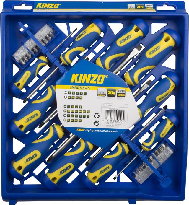 KINZO Screwdriver Set CR-V ST 30 Stück, 54152