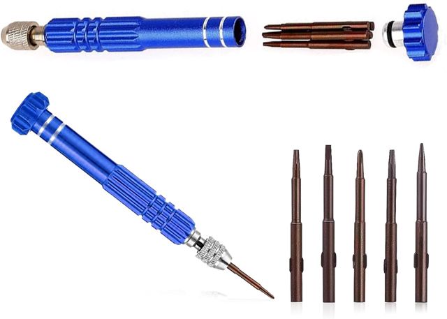 5 in 1 Mini Schraubendreher Set,Legierter Stahl Multifunktionaler Kleine Feinschraubendreher,Präzisions Brillen Reparatur Werkzeug,für Smartphone Elektronik Uhr Brillen Laptops Schmuck(Blau)