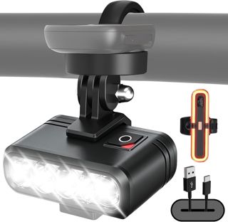 Fahrradlicht Set mit StVZO Zulassung, 3 LED Frontlicht Blendfrei & Rücklicht mit Bremslichtfunktion, USB-C Aufladbar, IP65 Wasserdicht, Halterung Kompatibel mit GoPro & Fahrradcomputer für MTB E-Bike
