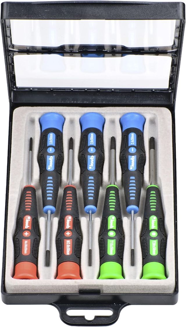 kwb Präzisions-Schraubendreher Set Kreuz, Schlitz + TX für Fein-Mechanik, Mini-Schraubenzieher f. Uhrenmacher/Feinmechaniker, Werkzeug-Satz in Aufbewahrungs-Box, mit Dreh-Kopf und 2-Komponentengriff