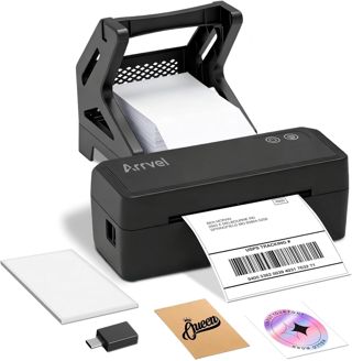 Bluetooth Etikettendrucker mit Ständer, 4x6 Label Printer Thermodrucker für Versandetiketten, kabelloser Labeldrucker für Amazon DHL Etsy Shopify, iPhone Android Windows Mac