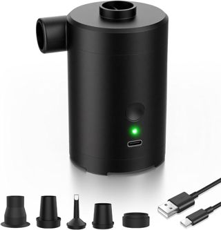 Elektrische Luftpumpe für Luftmatratze,3600mAh Akku Wiederaufladbar,Schnelles Auf- und Abpumpen,mit 5 Düsen für Schwimmbecken, Luftmatratzen, Camping