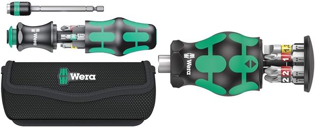 Wera 05051016001 Kraftform Kompakt 20 Tool Finder 1, mit Tasche, 7-teilig, Schwarz Grün, One size & 05008873001 Kraftform Kompakt Stubby 1 Schraubendreher mit Bit Magazin, 6-teilig