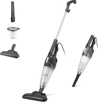 Amazon Basics Stielstaubsauger mit Kabel, 2-In-1-Design, Austauschbarer Filter, Leicht, Schwarz