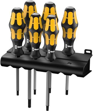 Wera 977/6 Torx Schraubendrehersatz Kraftform Wera: Der Schraubmeißel + Rack, 6-teilig, 05024410001