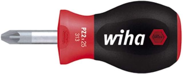 Wiha Schraubendreher Set SoftFinish® Phillips mit kurzer Rundklinge, Stubby (26970) PH3 x 25 mm ergonomischer Griff für kraftvolles Drehen, Allrounder für Industrie und Handwerk