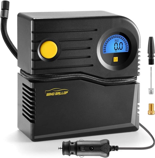 WindGallop Mini 12v Kompressor Auto Luftpumpe Autoreifen Pumpe Reifen Pumpe für Auto Elektrische Luftkompressor Digitaler Reifenfüller mit Reifendruckmesser und Ventiladaptern (Blau)