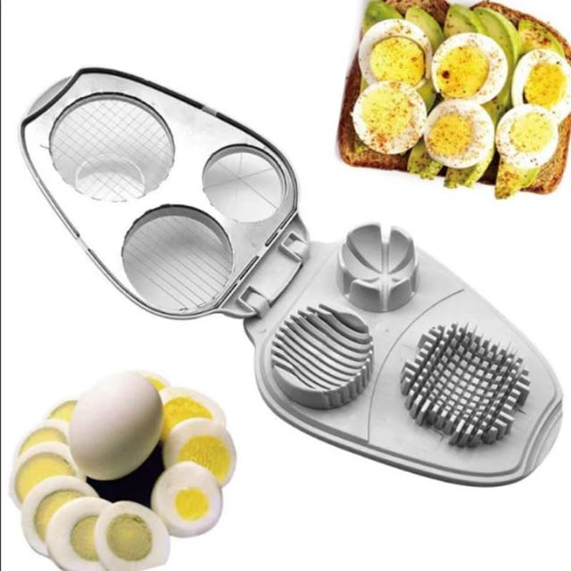 Edelstahl Eierschneider, 3 Wege Multi Eierschneider und Lebensmittelzerkleinerer für Küche, Leicht zu reinigen, für gekochte Eier, Avocado, Erdbeeren, Pilze