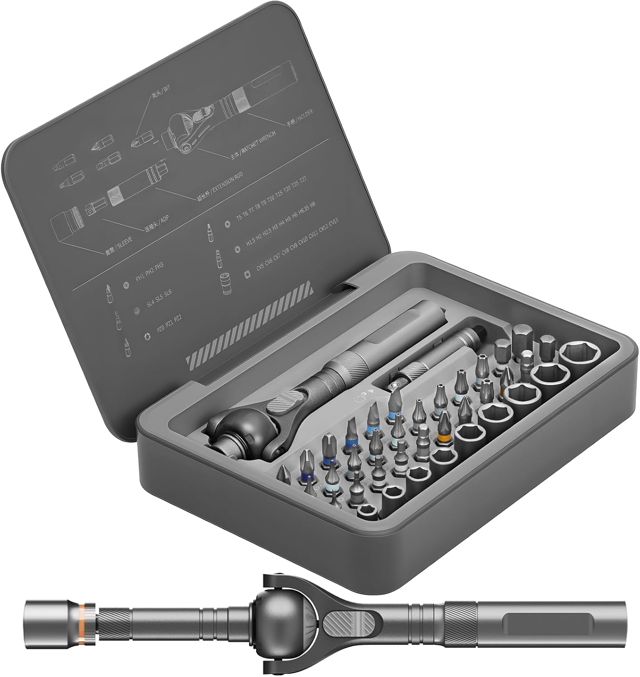 Ratschen Schraubendreher 24tlg., mit S2 Stahlbit, Magnetgriff, Verlängerung