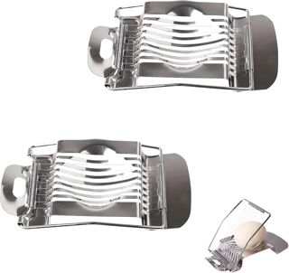 2 Stk Eierschneider Edelstahl,Eierschneider Spülmaschinenfest,Eier Schneider,Pell Kartoffelschneider,Profi Eierteiler,Egg Slicer,Eischneidewerkzeug für Wmf,Runde und Ovale Scheiben,Präzises Schneiden