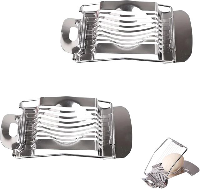 2 Stk Eierschneider Edelstahl,Eierschneider Spülmaschinenfest,Eier Schneider,Pell Kartoffelschneider,Profi Eierteiler,Egg Slicer,Eischneidewerkzeug für Wmf,Runde und Ovale Scheiben,Präzises Schneiden