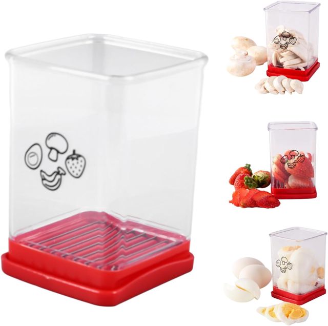 Obstschneider, Becher, 2 Stück, Erdbeerschneider, Eierschneider, Bananenschneider, Becherschneider für Obst und Gemüse, tragbares Schneidewerkzeug