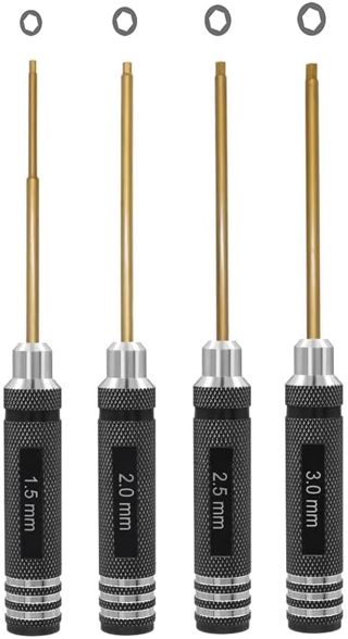 Sechskant Schraubendreher Satz 4-teilig,RC werkzeug set, für RC Autos, Boote, Renndrohnen, Roboter, 1.5mm 2.0mm 2.5mm 3.0mm Gold