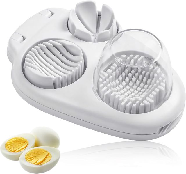 3-In-1 Edelstahl Eierschneider Mit Eierstecher,Eierschneider Spülmaschinenfest,Egg Slicer Mit Transparenter Schale,Für Eier,Pilze,Erdbeeren Und Weiches Obst