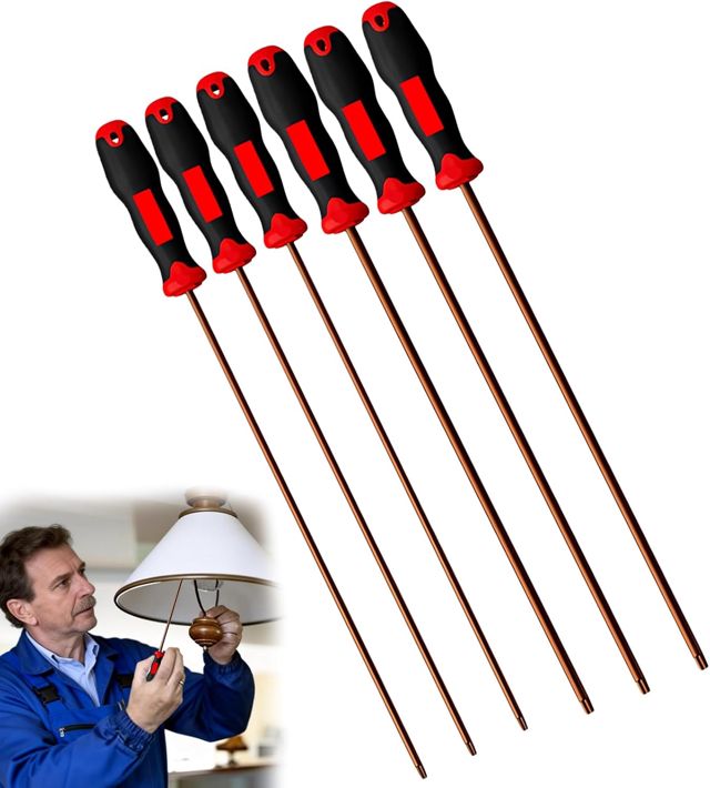 6 Stück Schraubendreher Set Extra Lang, Lange Sternschraubendreher, S2-Stahl, Schraubendreher Set, Klingenlänge 30cm, Schraubendreher Satz Für Heimreparatur,Werkstattwerkzeuge(T10,T15,T20,T25,T27,T30)