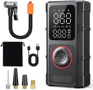 Elektrische Luftpumpe, 150PSI Mini Akku Luftpumpe, Mobiler Mehrzweckkompressor, Tragbare Akku Fahrradpumpe Wiederaufladbare Luftkompressor LCD Display, Für Fahrräder, Motorrad, Auto, Bälle