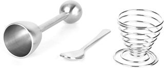 Cocoarm Eierschneider-Topper-Set, Eieröffner aus Edelstahl mit Feder-Eierbecherhalter und Löffel für Gekochte und Rohe Eier, Einfaches Entfernen der Schale für die Gastronomie zu Hause in der Küche