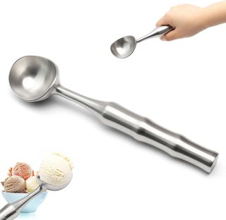 Eisportionierer, Bambus-Glieder-Design Eis Löffel aus 304-Edelstahl