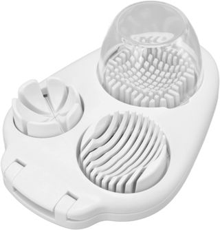 Würfelschneider für Gekochte Eier, 3 Schneidemodi, Eierschneider mit Behälter für Dekoration, Salat, Hochwertiges Küchenwerkzeug aus ABS-Material