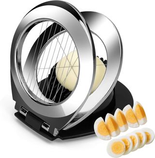 Eierschneider aus Edelstahl, Eischneidewerkzeug, 2 in 1 Eierschneider Metall aus 304 Edelstahl, Professional Egg Slicer Schneider für Eier, Pilze, Erdbeeren, weiches Obst(spülmaschinenfest)