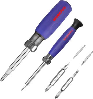 WORKPRO 2-teiliges Multi Schraubendreher Set mit Kreuz/Schlitz Multibits