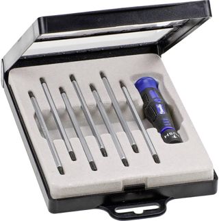 kwb Präzisions-Schraubendreher Set VDE Kreuz + Schlitz für Fein-Mechanik, Mini-Schraubenzieher f. Uhrenmacher/Feinmechaniker, Werkzeug-Satz in Aufbewahrungs-Box, mit Dreh-Kopf und 2-Komponentengriff