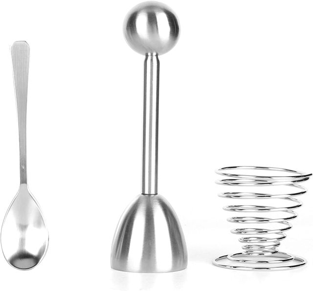 Edelstahl -Eierschneider -Top -Set, Eierschalenöffner Werkzeug Edelstahl Easer Eieröffner Edelstahl Küchenwerkzeuge mit Eierschalenöffner Feder Eierbecher Löffel