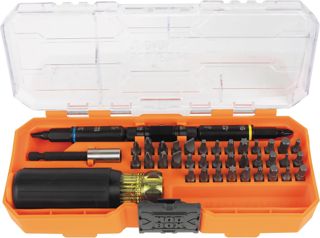 Klein Tools 32501HD KNECT 46-teiliges schlagfestes Multi-Bit-Schraubendreher- und Mutterndreher-Set mit MODbox-Koffer, 39 Bits, 4 Steckschlüsseln, Bithalter, Griff