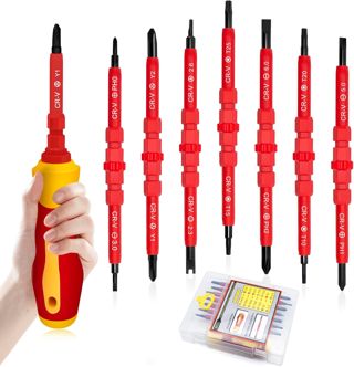 Schraubendreher Set Elektriker, 8-teilig mit isolierten Wechselklingen