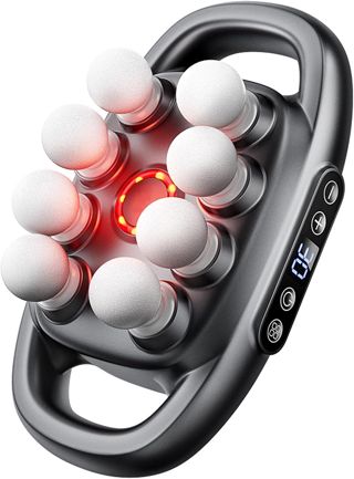 8 Head Massage Gun Deep Tissue, 16-Antrieb 8-Kopf-Massagepistole, 3D Muskel Massagegerät mit 30 Geschwindigkeiten 3 Modi & Rot Licht, Elektrisches Massagegerät für Beine, Taille, Rücken, Gesäß