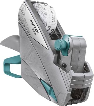 METO Classic S Preisauszeichner Set – Preis, Artikelnummer (1-zeilig, 8-stellig für 26 x 12 mm Etiketten, sofort einsatzbereit), 1x Handauszeichner, silber-teal